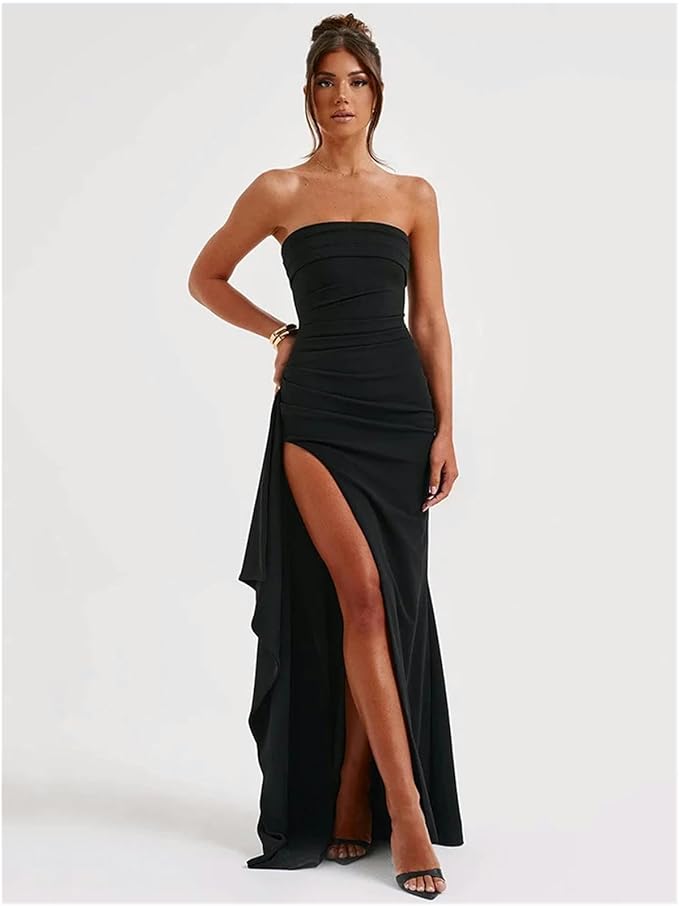 Tube-Top Avondjurk met Dijbeen Split