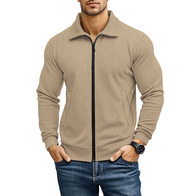 Comfortabele Vest met Geribd Textuurpatroon en Rits voor Heren