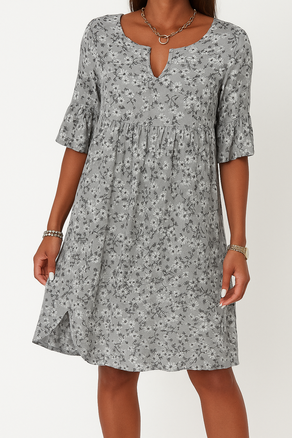 Elegante Bloemenjurk – Vrouwelijke Zomerjurk met Bloemenprint voor Elke Gelegenheid