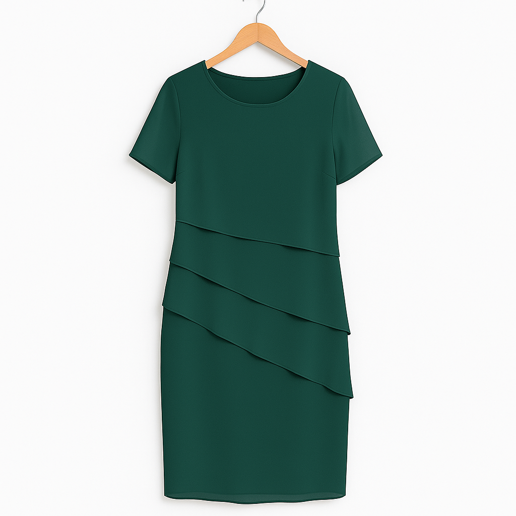 Gelaagde Chiffonjurk – Elegante Damesjurk met Luchtige Pasvorm