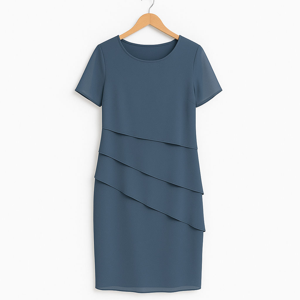 Gelaagde Chiffonjurk – Elegante Damesjurk met Luchtige Pasvorm