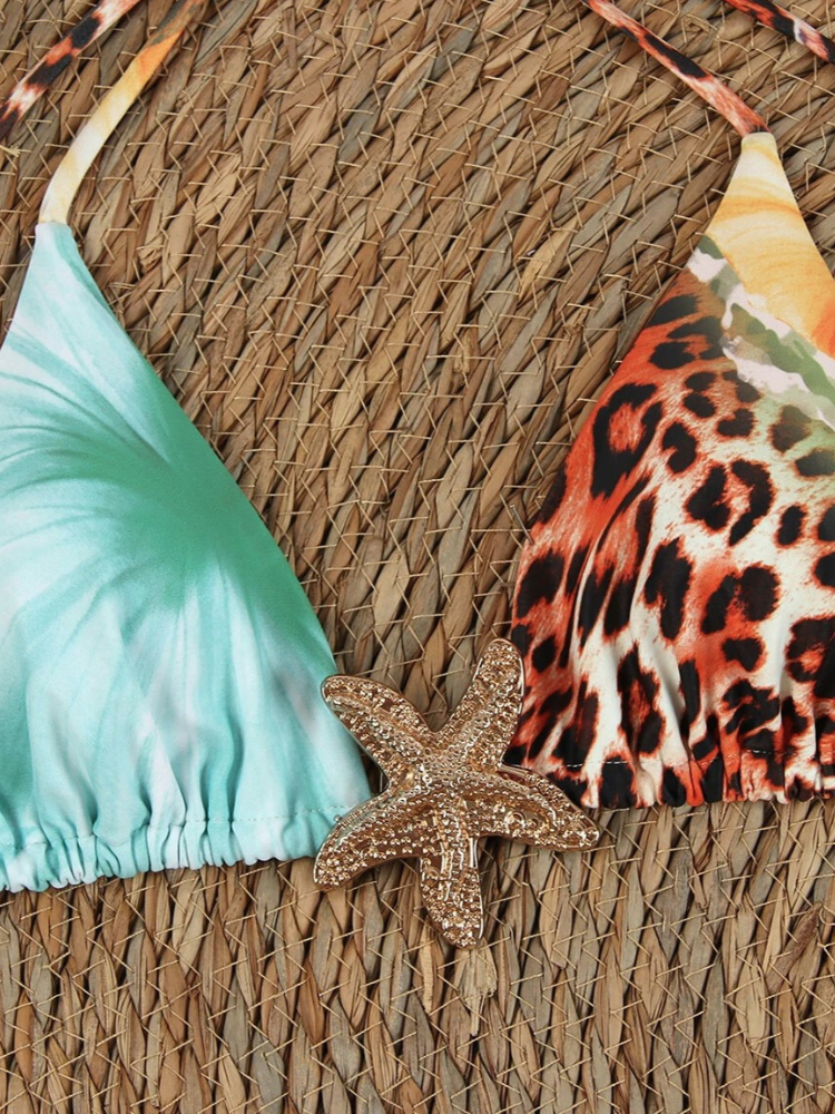 Dames Bikini Set met tropische print en comfortabele pasvorm, perfect voor zonnige dagen aan het strand. - 6