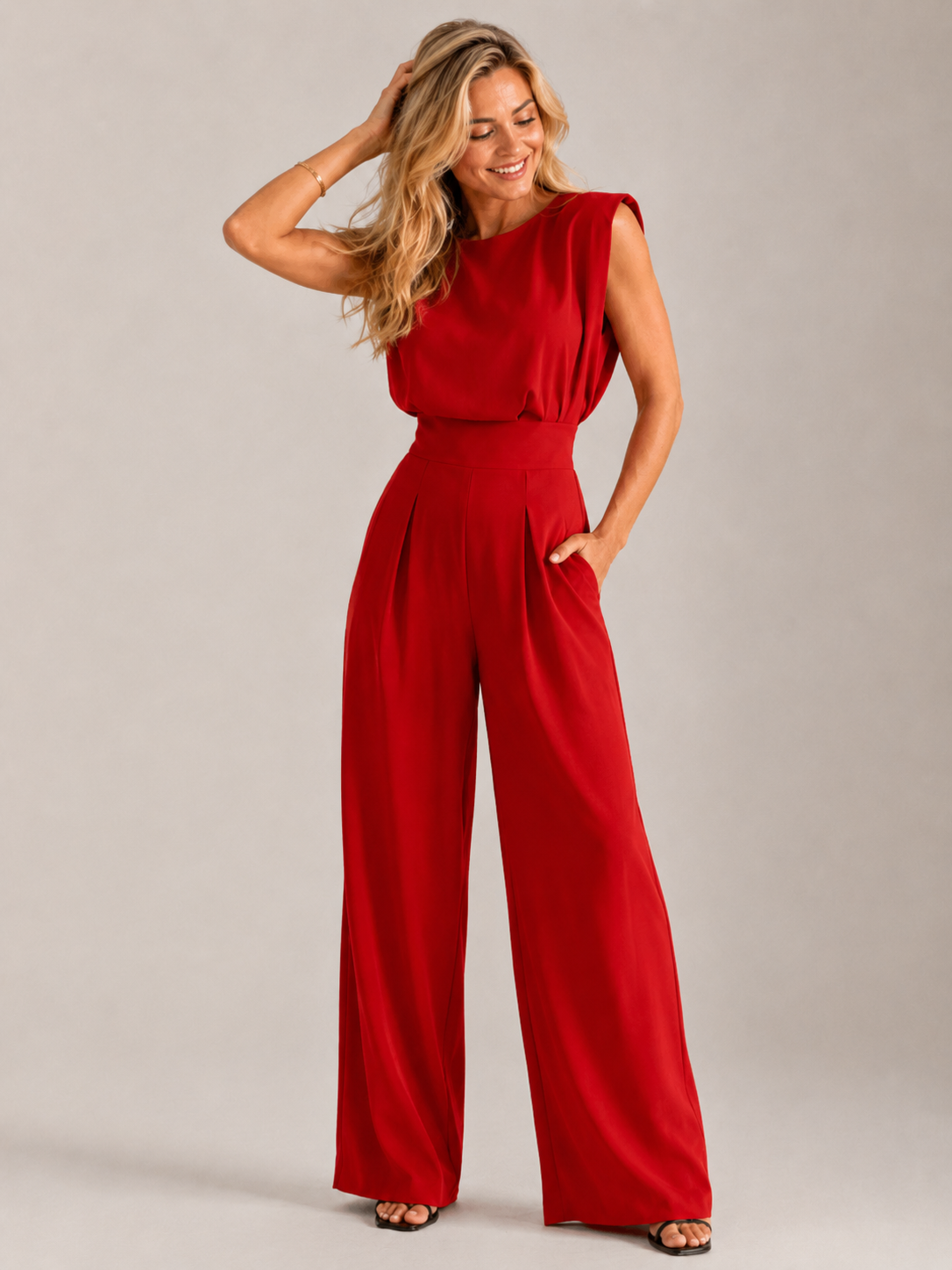 zwart Diva Dames jumpsuit met hoge taille en kreukarm, perfect voor feestelijke gelegenheden. - 4