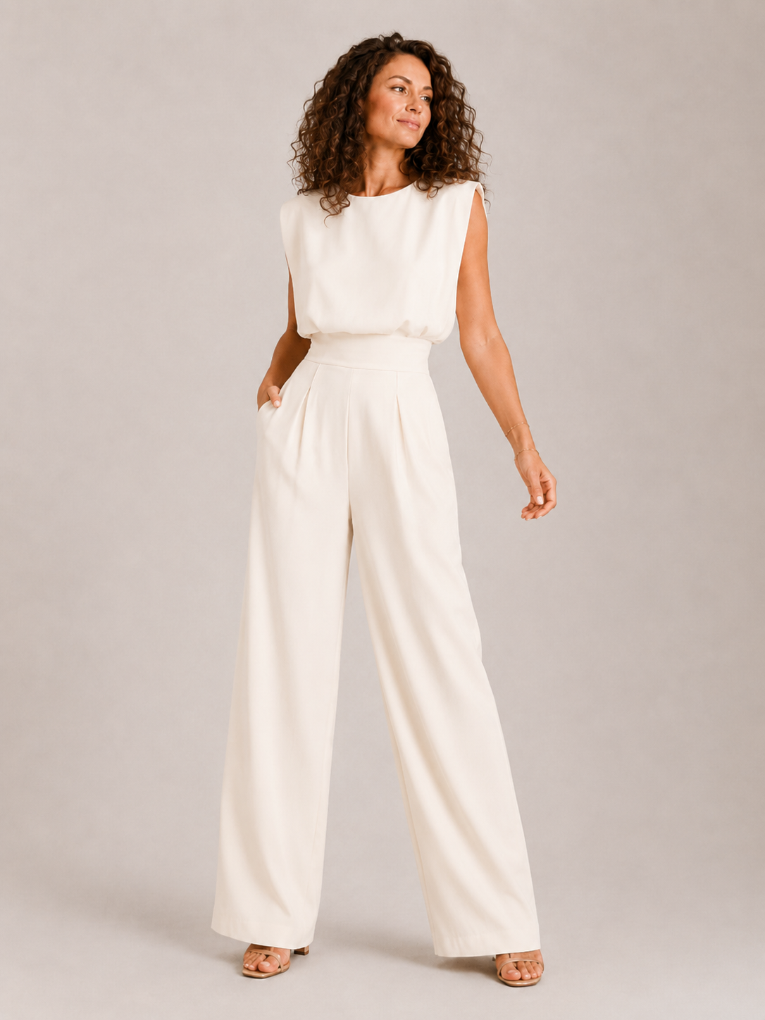 zwart Diva Dames jumpsuit met hoge taille en kreukarm, perfect voor feestelijke gelegenheden. - 5