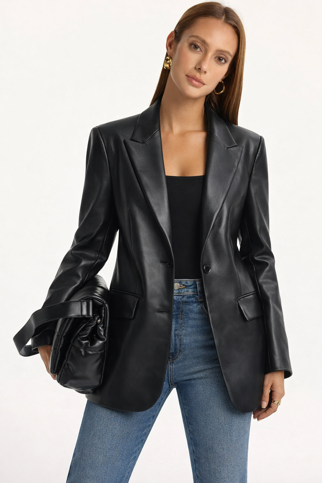 leren blazer voor dames met een ruime snit en elegante pasvorm, ideaal voor een stijlvolle en comfortabele look. - 2