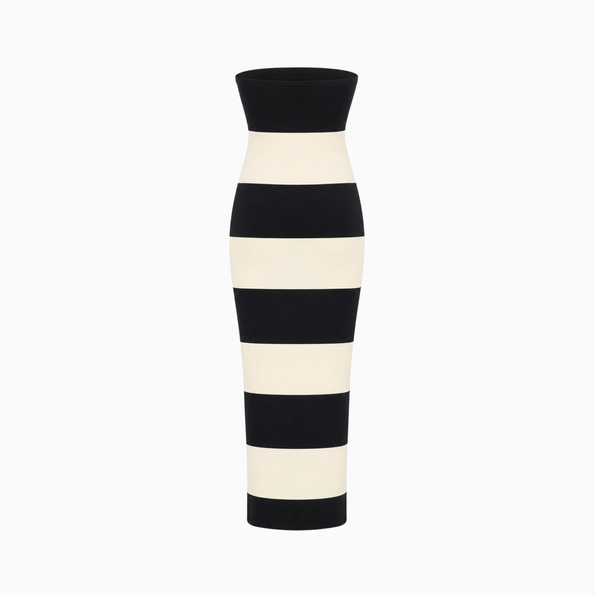 Maxi Jurk in zwart-crème gestreept design, strapless lange jurk voor dames, perfect voor zomerse gelegenheden. - 5