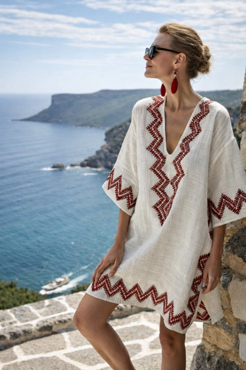 Zomerjurk Dames in losse pasvorm, korte strandjurk ideaal voor zomerse dagen en stranduitstapjes. - 2