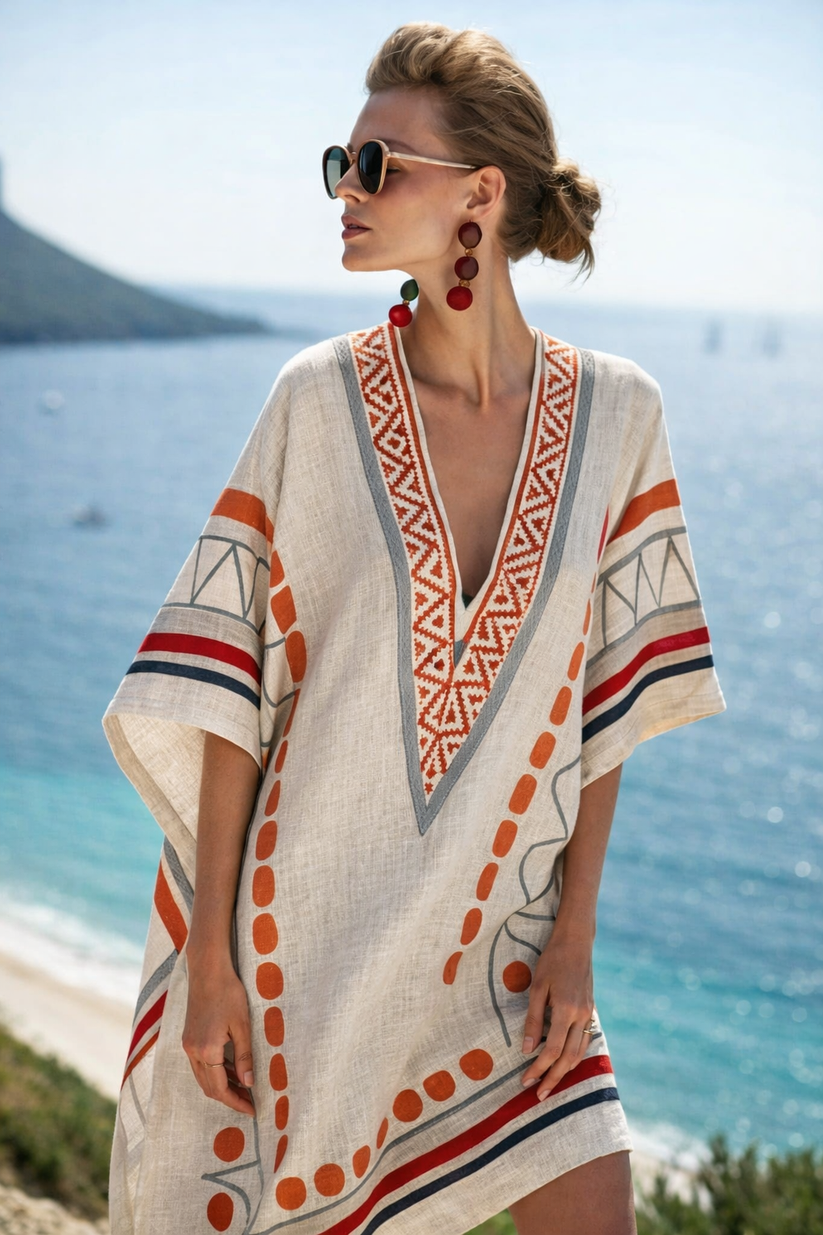 Zomerjurk Dames in losse pasvorm, korte strandjurk ideaal voor zomerse dagen en stranduitstapjes. - 4
