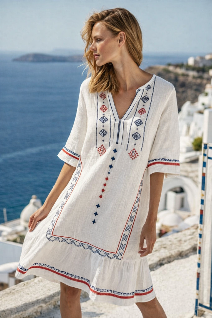Zomerjurk Dames in losse pasvorm, korte strandjurk ideaal voor zomerse dagen en stranduitstapjes. - 5
