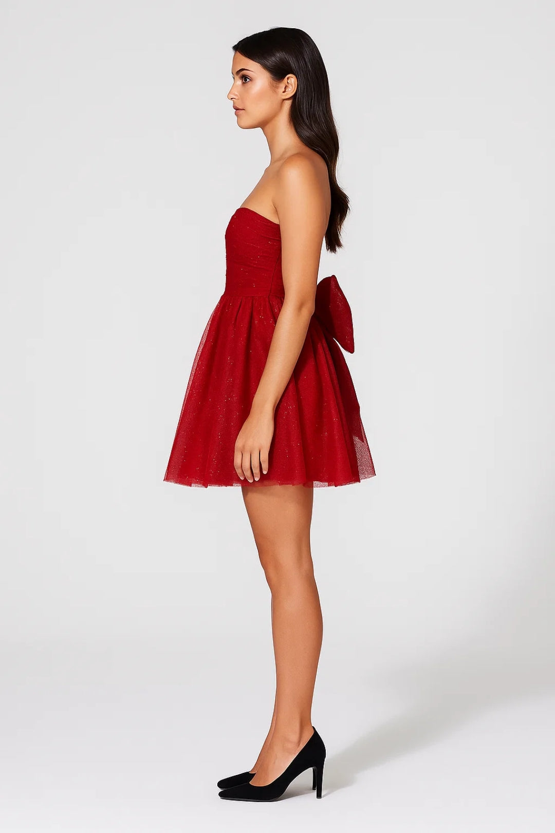 Mini Jurk in strapless design with voluminous tulle, perfect for festive occasions. - 4