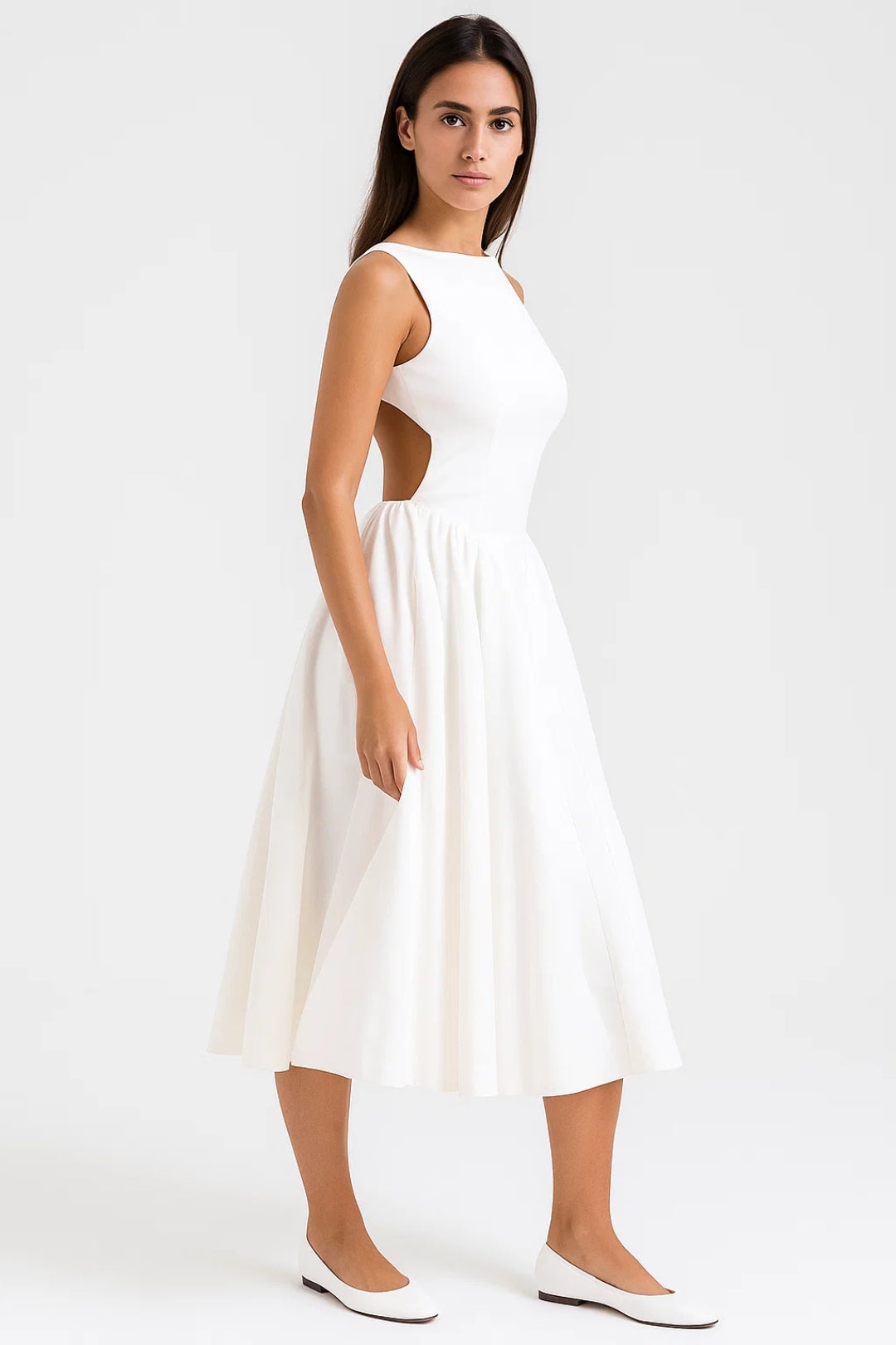 Midi Jurk voor dames, aansluitend ontwerp met open rug, perfecte zomerstijl voor modieuze en comfortabele outfits. - 2