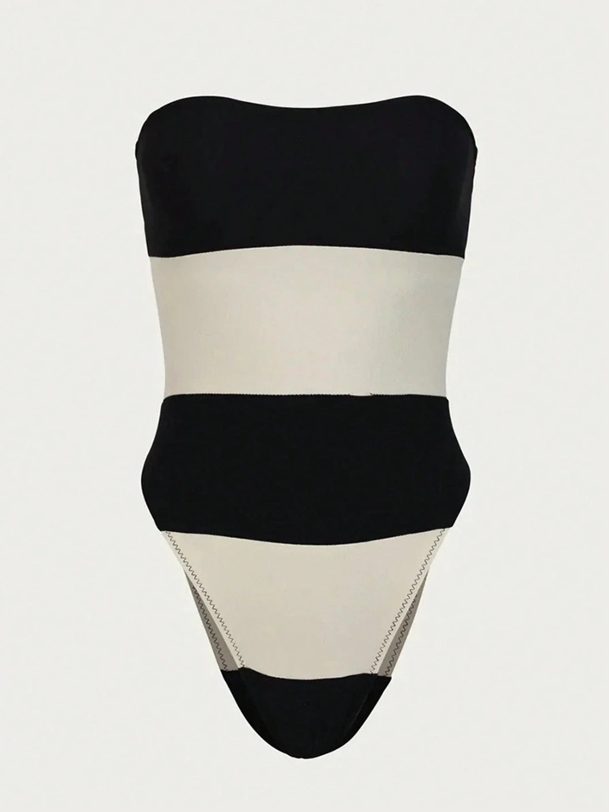 Jumpsuit for Women featuring a strapless design, high leg cut, and contrasting stripes for a stylish and modern look. - 2