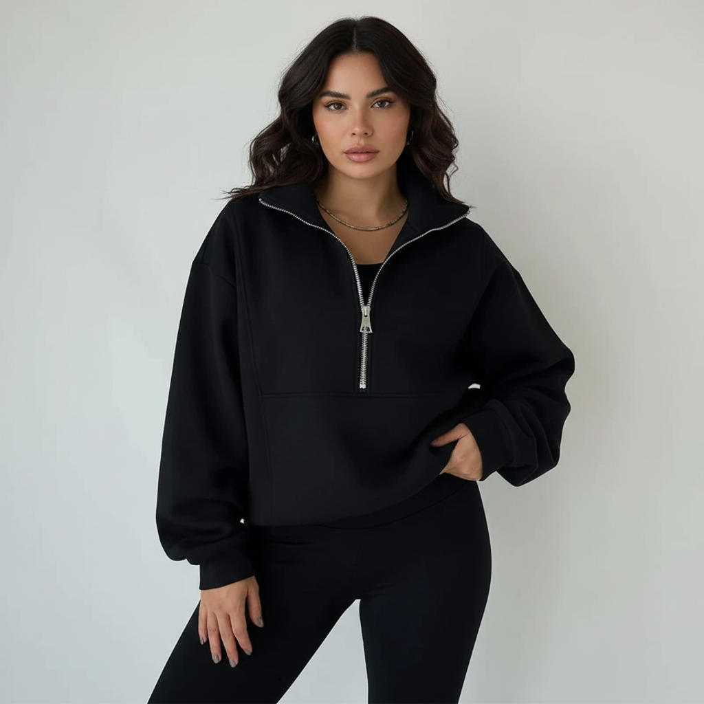 Senta Sportset Dames in regular fit featuring a stylish half-zip sweater and comfortable casual pants, perfect for activewear or lounging. - 4