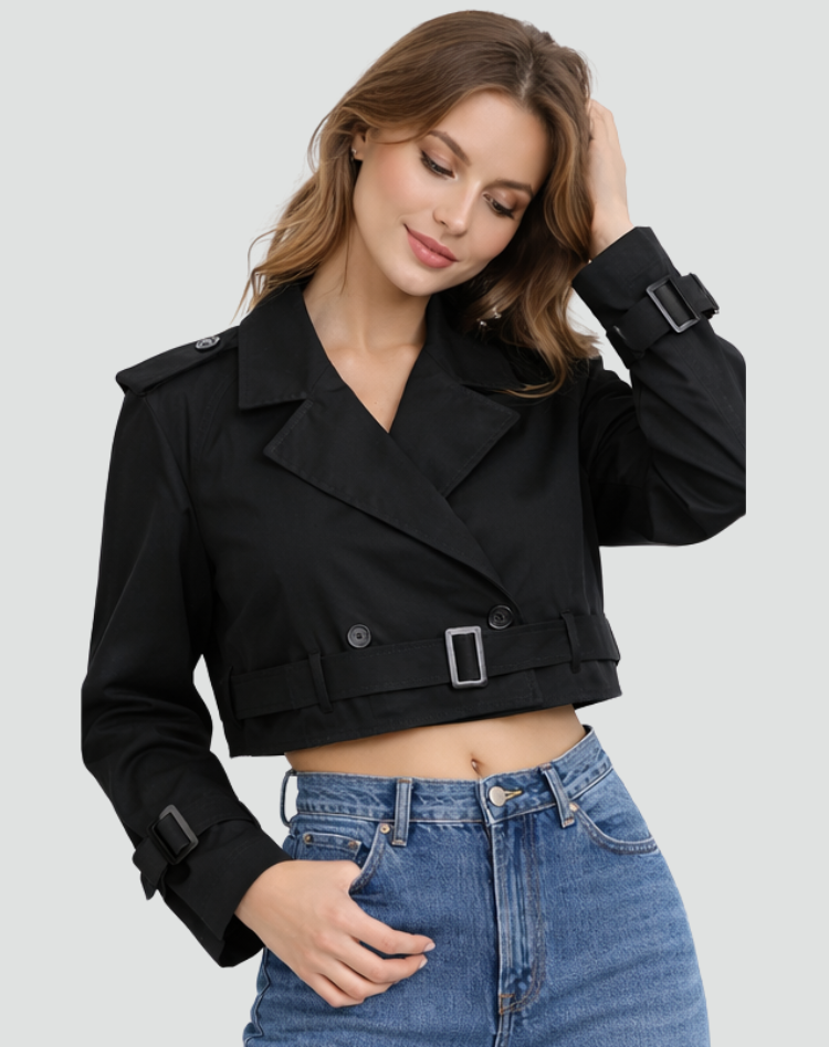 Dames Trenchcoat in cotton with a short fit, featuring a stylish design perfect for any season. - 9