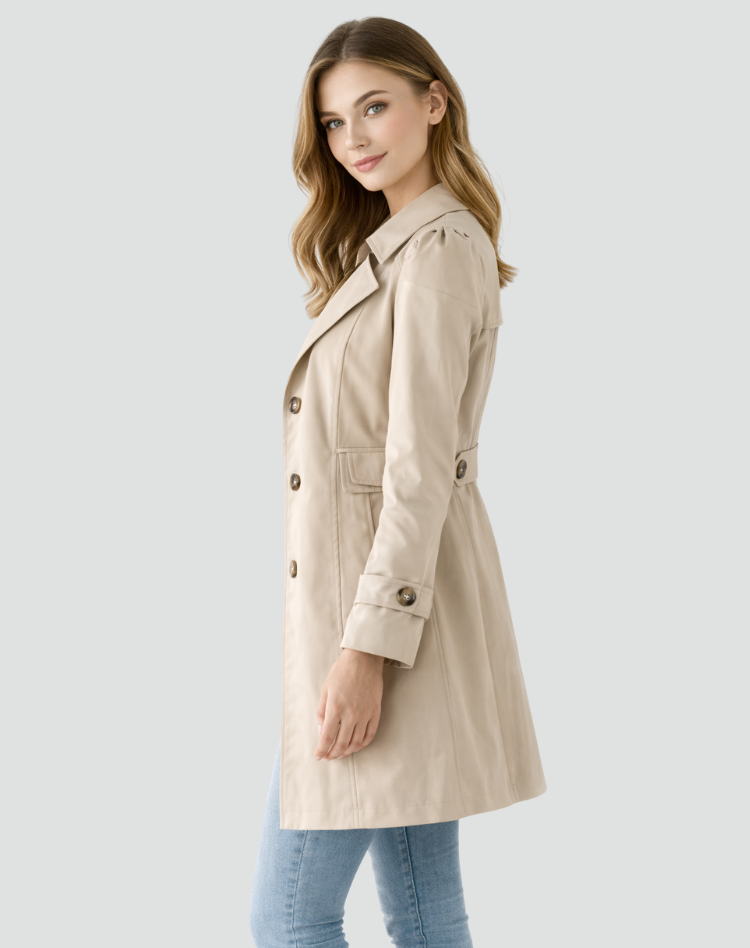 dames trenchcoat in slim fit, lichtgewicht ontwerp met klassieke kraag, ideaal voor een elegante en modieuze look. - 4