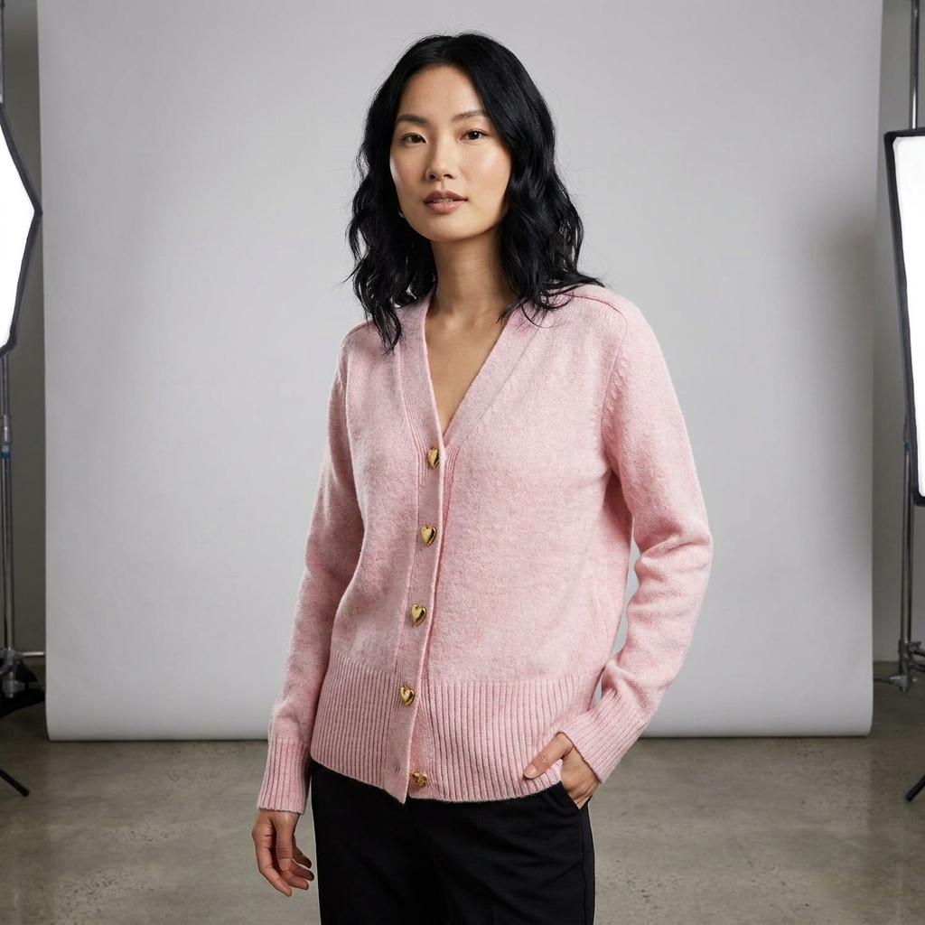 Dames Vest in Vintage Zwart, featuring a regular fit, V-neck design, and stylish button closure. - 4