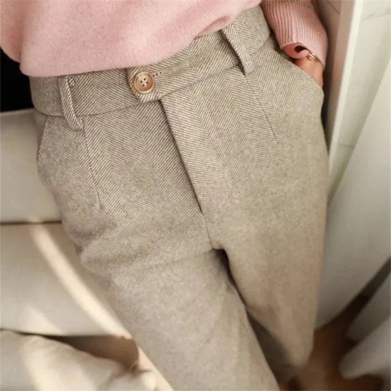 Tweed Broek met Hoge Taille voor Dames