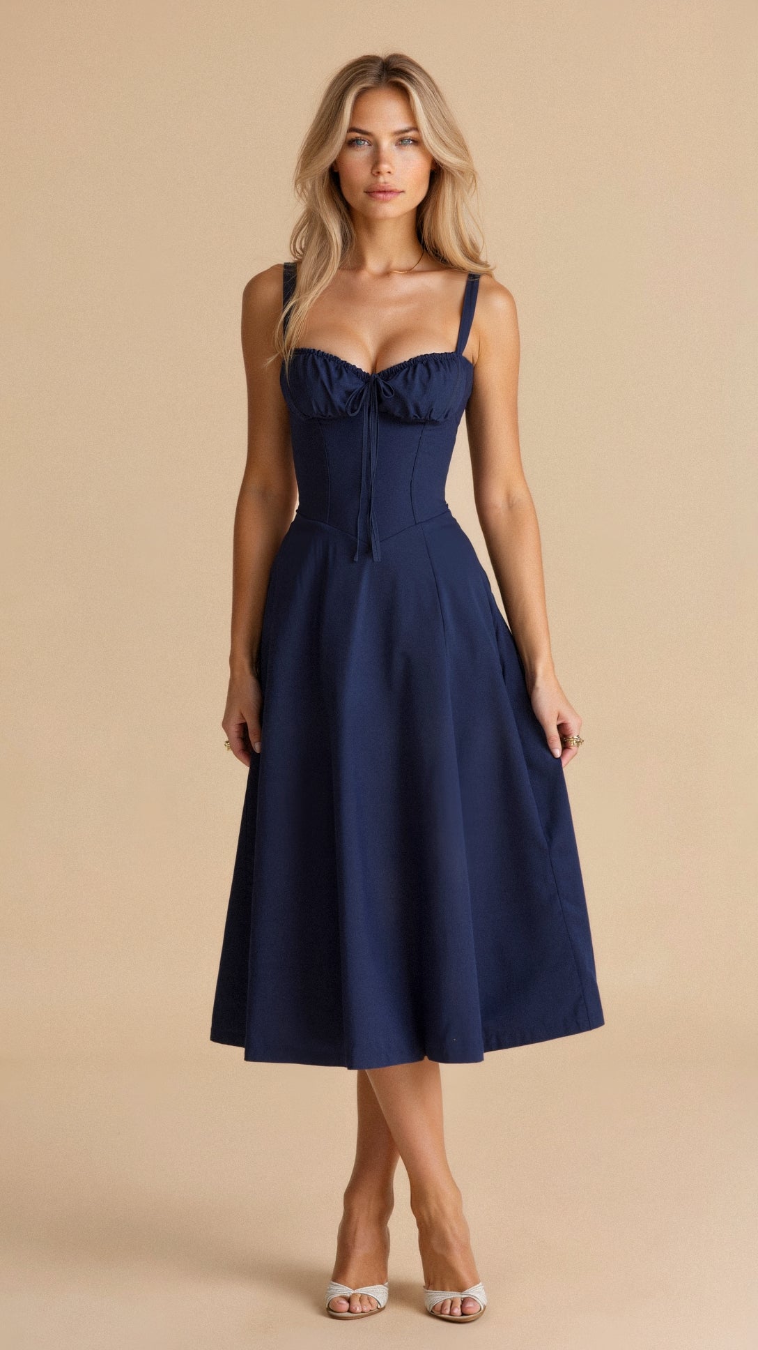Elara – Midi jurk met korset – elegante pasvorm voor feestelijke looks
