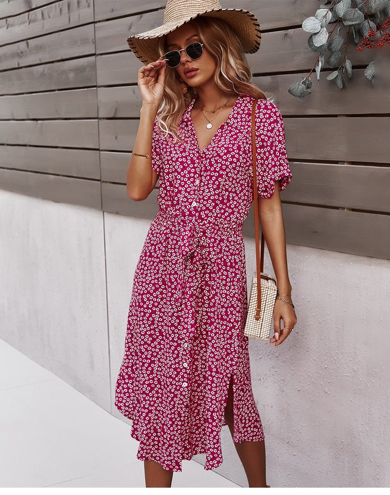 Zomerse Jurk met Taillering en Bloemenprint