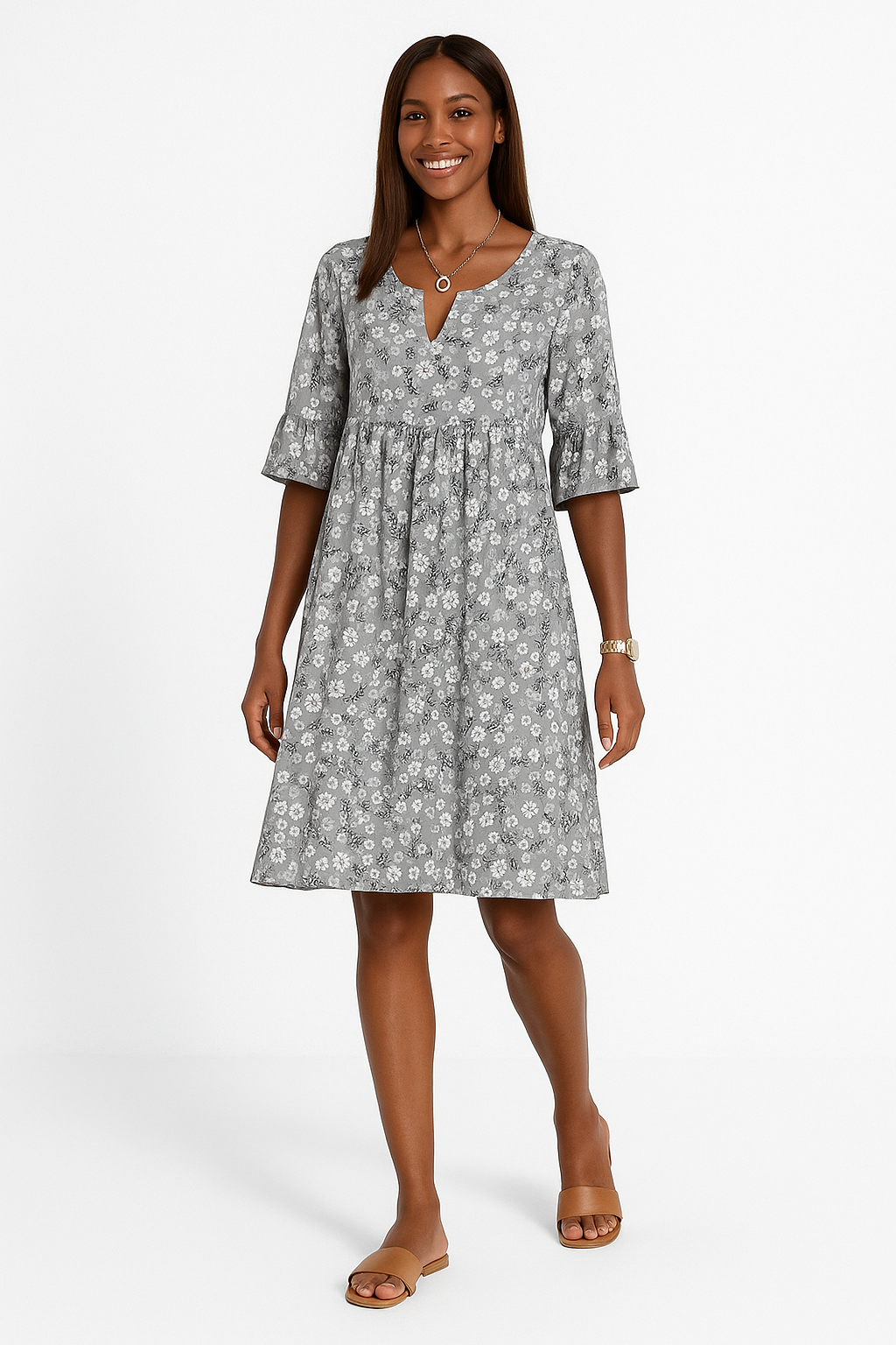Elegante Bloemenjurk – Vrouwelijke Zomerjurk met Bloemenprint voor Elke Gelegenheid
