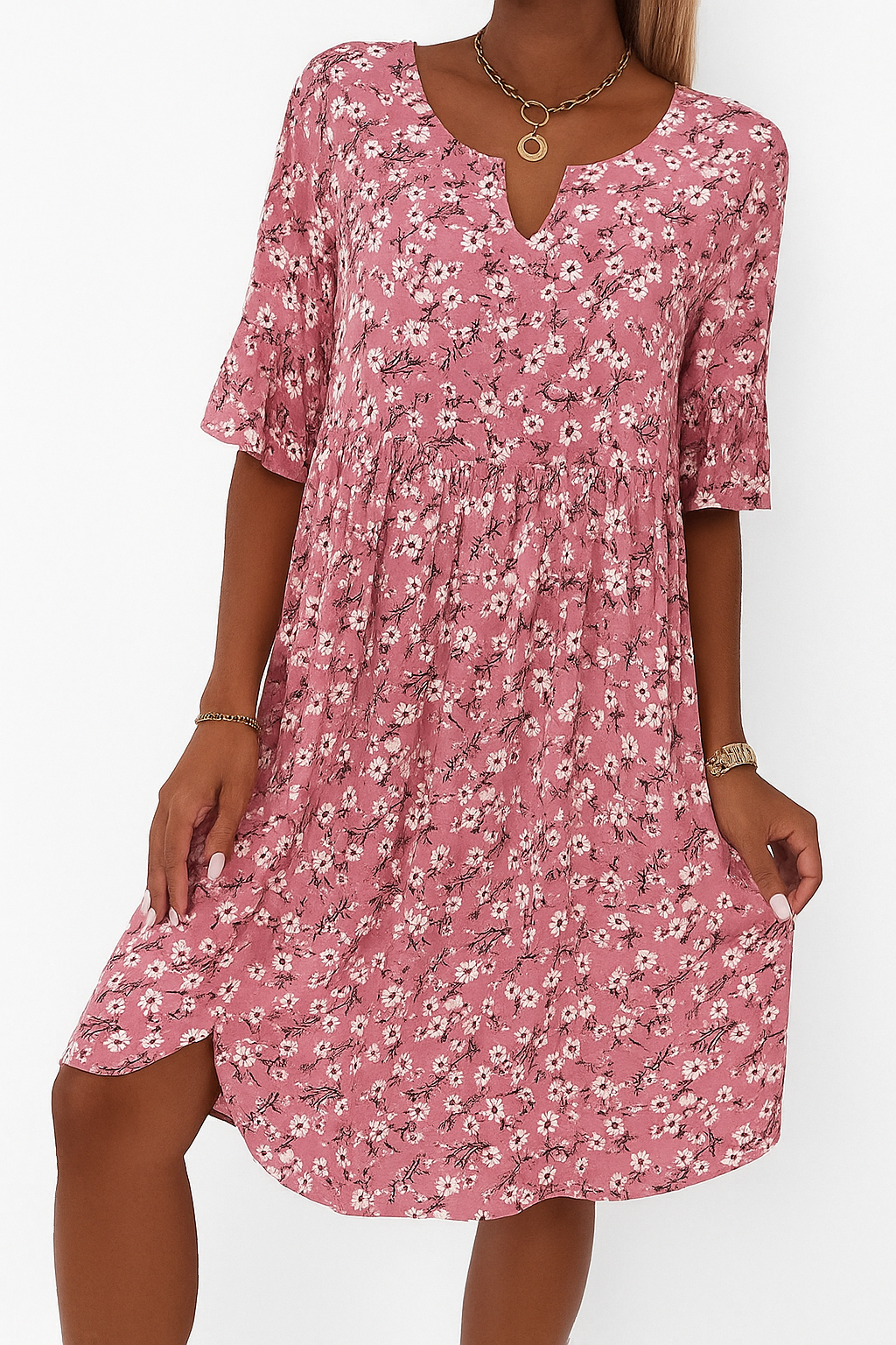 Elegante Bloemenjurk – Vrouwelijke Zomerjurk met Bloemenprint voor Elke Gelegenheid