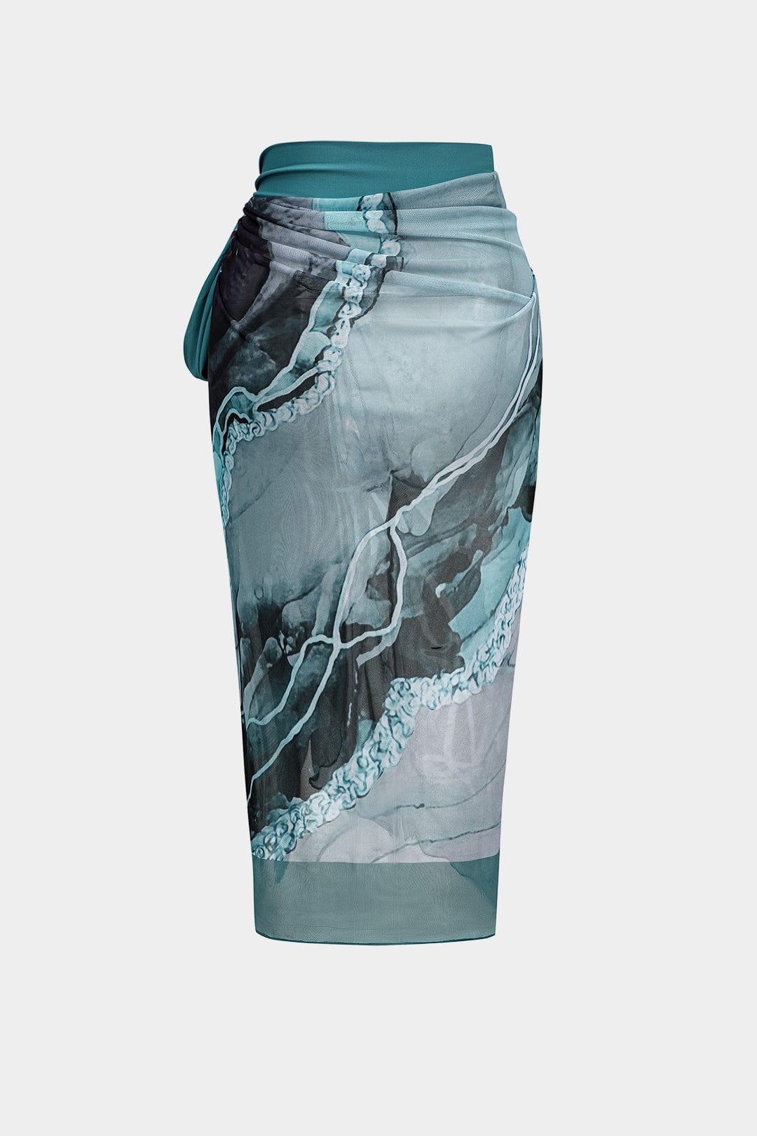 Badpak Set Dames met abstracte print, verstelbare strikbanden en bijpassende pareo, perfect voor een stijlvolle strand - 5
