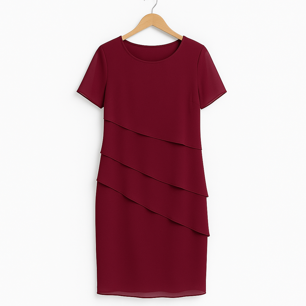 Gelaagde Chiffonjurk – Elegante Damesjurk met Luchtige Pasvorm