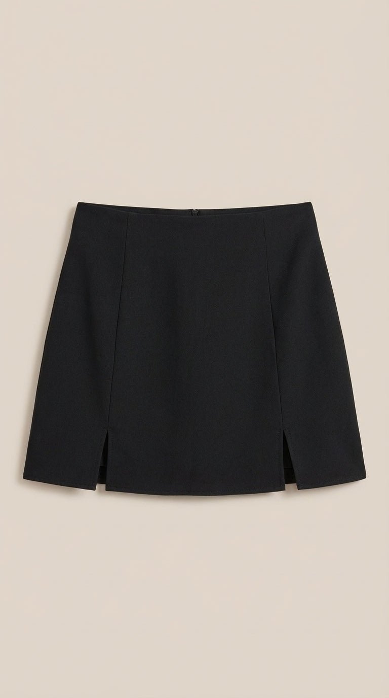 Dames Rok in zwart, hoge taille met zijspleet, perfect voor de zomer, lichtgewicht en stijlvol. - 13