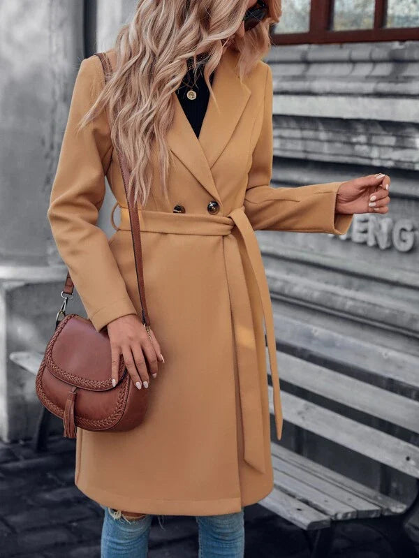 Diana Dames Jas voor de winter, gevoerd A-lijn model met dubbele knopen, elegant en warm, perfect voor koude dagen. - 5