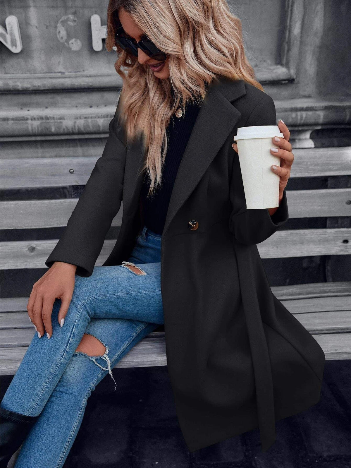 Diana Dames Jas voor de winter, gevoerd A-lijn model met dubbele knopen, elegant en warm, perfect voor koude dagen. - 10