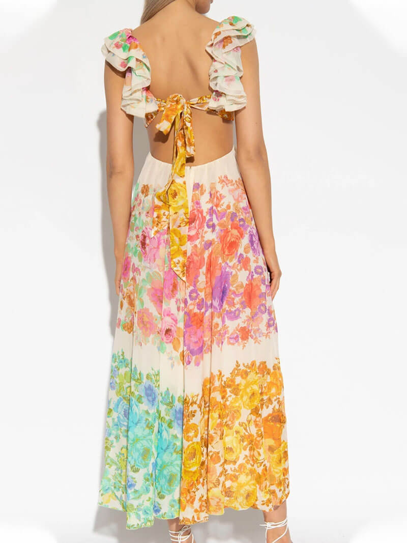 Dames Maxi Jurk met V-hals, vloeiend silhouet en bohemian print, perfect voor zomeruitjes en feestelijke - 2