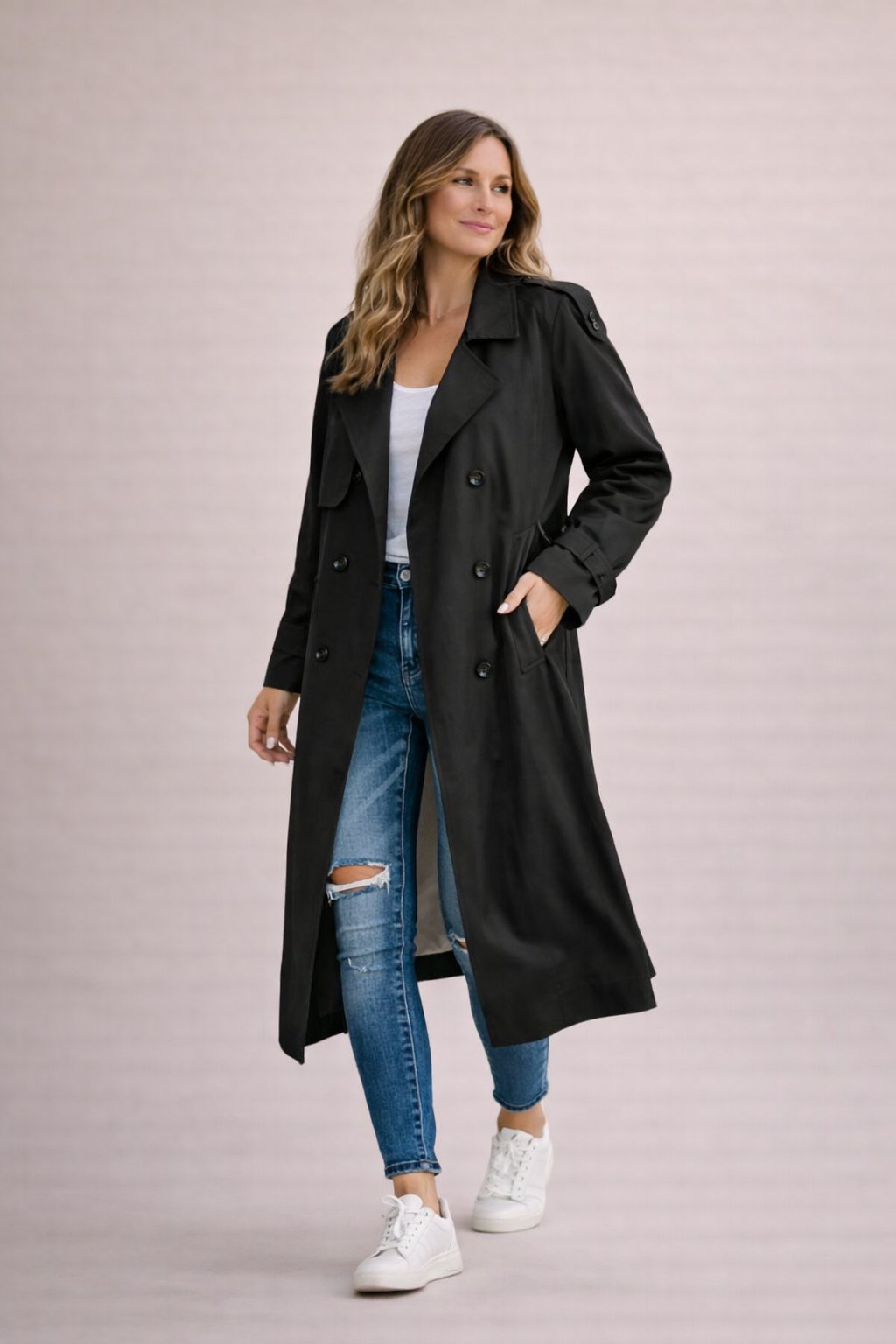 Diva Dames Trenchcoat met dubbelrijige sluiting en tijdloos design, perfect voor elke gelegenheid. - 1