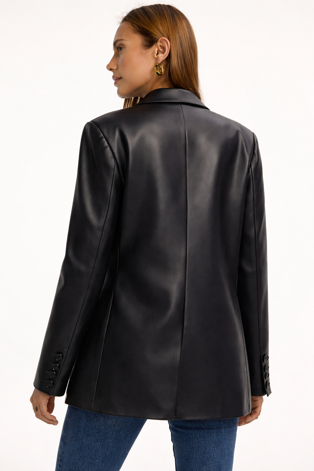 Diva zwarte blazer voor dames van soepel leer, perfect voor zowel casual als zakelijke outfits. - 1