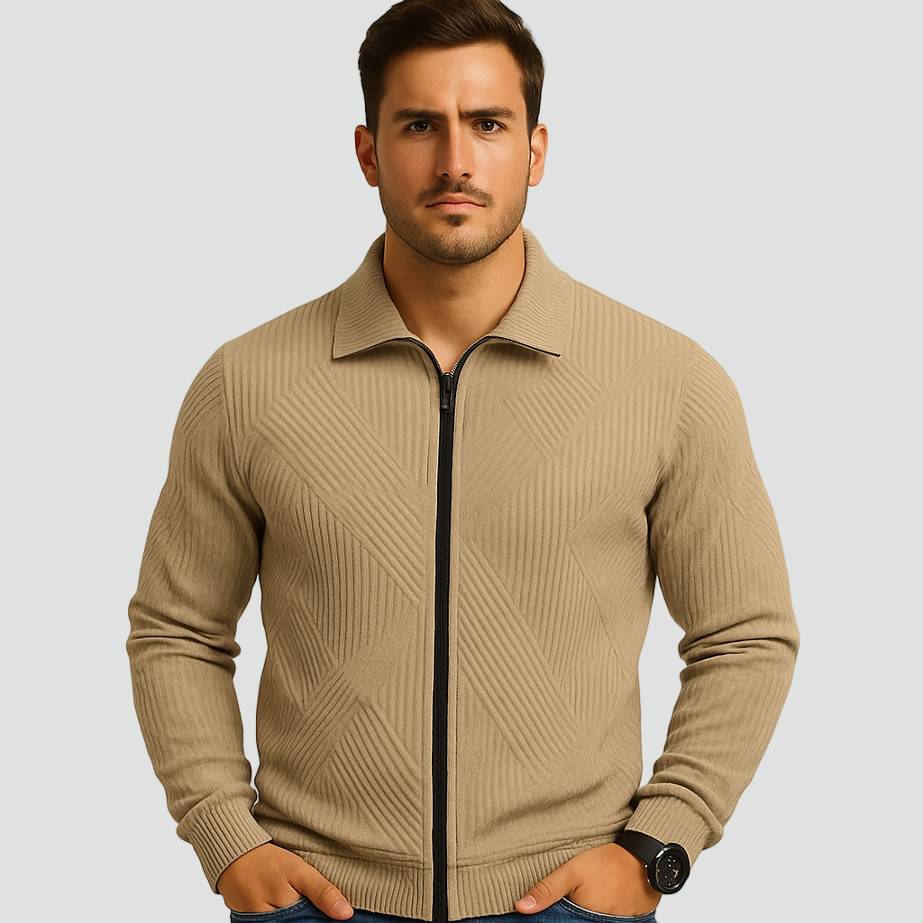 Comfortabele Vest met Geribd Textuurpatroon en Rits voor Heren