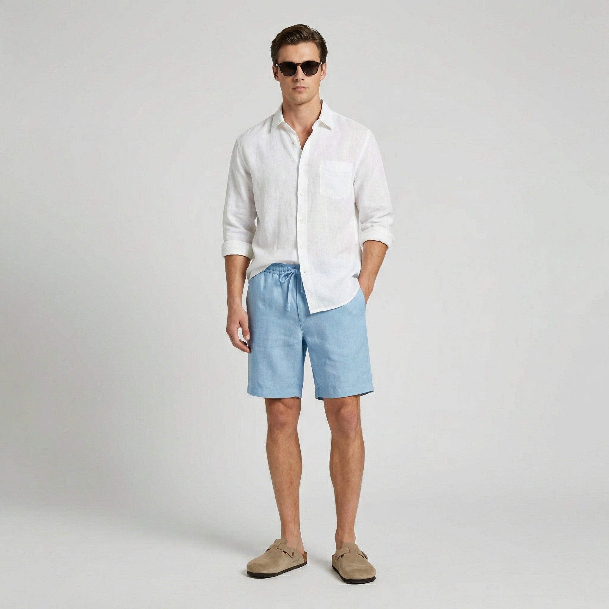 Lior Linnen Shorts made of 100% breathable linen for casual summer comfort, featuring a stylish design perfect for warm weather outings. - 2