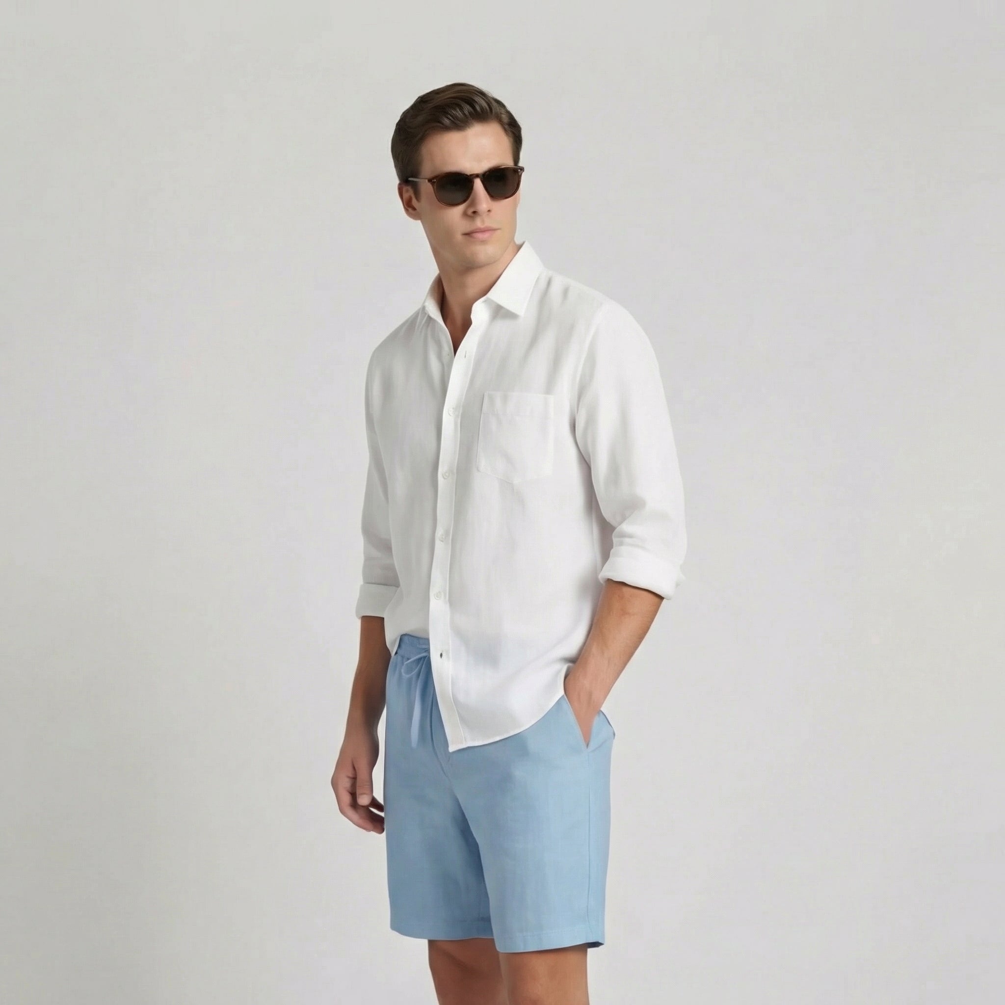 Lior Linnen Shorts made of 100% breathable linen for casual summer comfort, featuring a stylish design perfect for warm weather outings. - 4