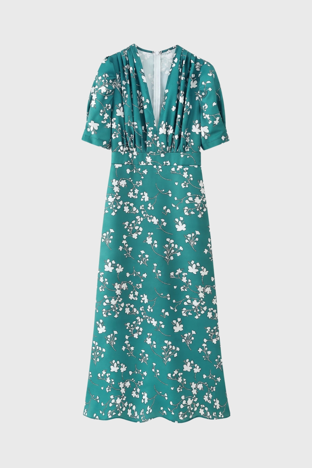 Midi Jurk met bloemenprint, V-hals en getailleerd ontwerp voor een elegante look. - 2