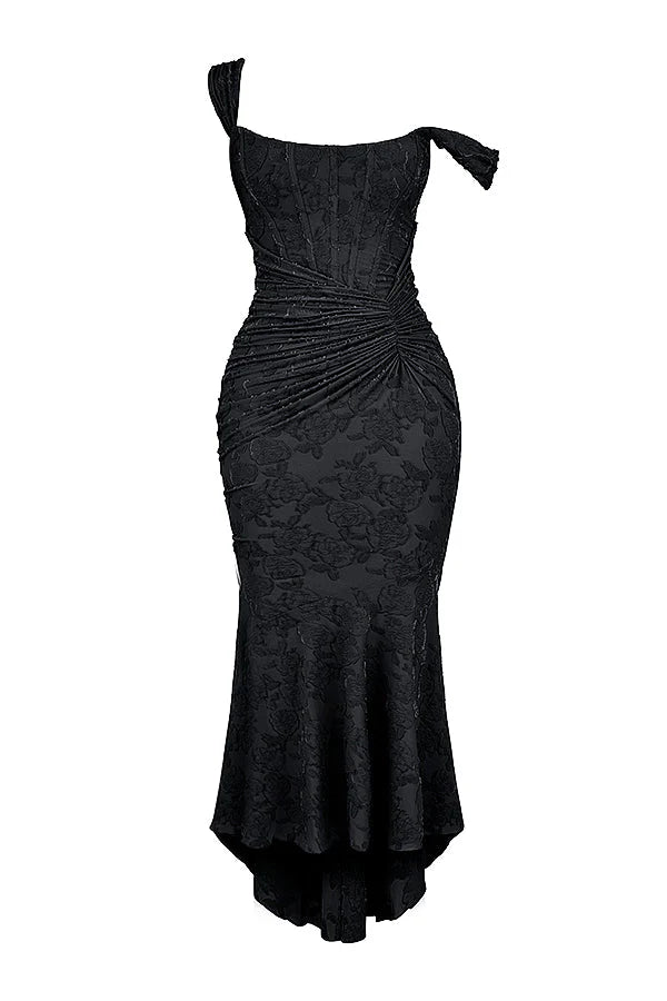 Maxi Jurk voor dames met elegante architectonische details en zacht vloeiend materiaal, perfect voor elke gelegenheid. - 1