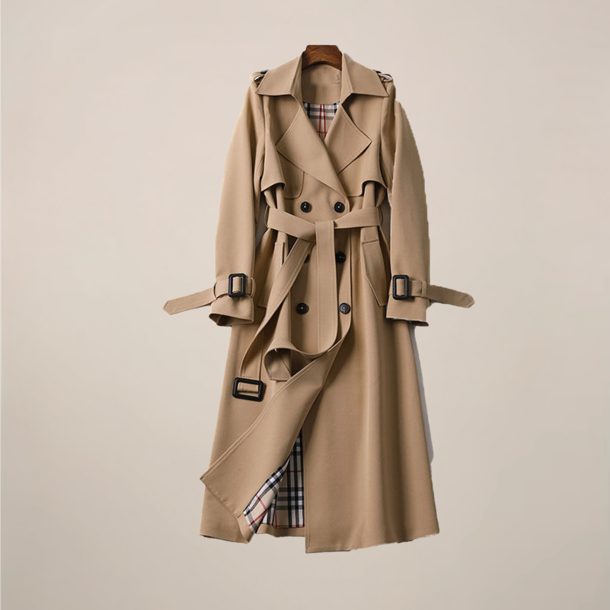 Talia Dames Trenchcoat met dubbele rij knopen en een getailleerde pasvorm, perfect voor stijl en elegantie in elk - 1