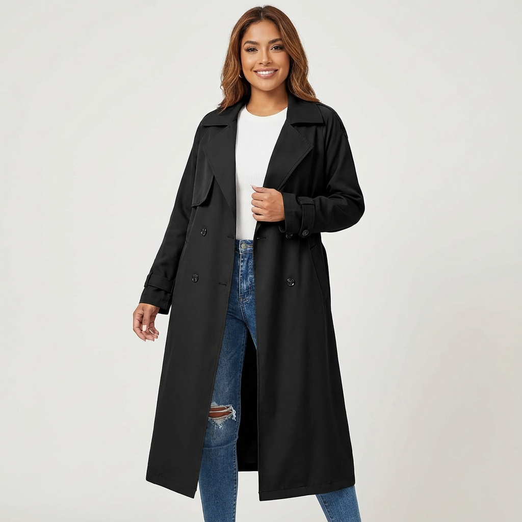 Dames Trenchcoat in lange pasvorm met klassiek design, perfect voor stijlvolle en elegante outfits. - 7