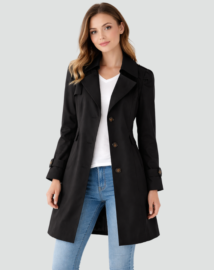 dames trenchcoat in slim fit, lichtgewicht ontwerp met klassieke kraag, ideaal voor een elegante en modieuze look. - 1