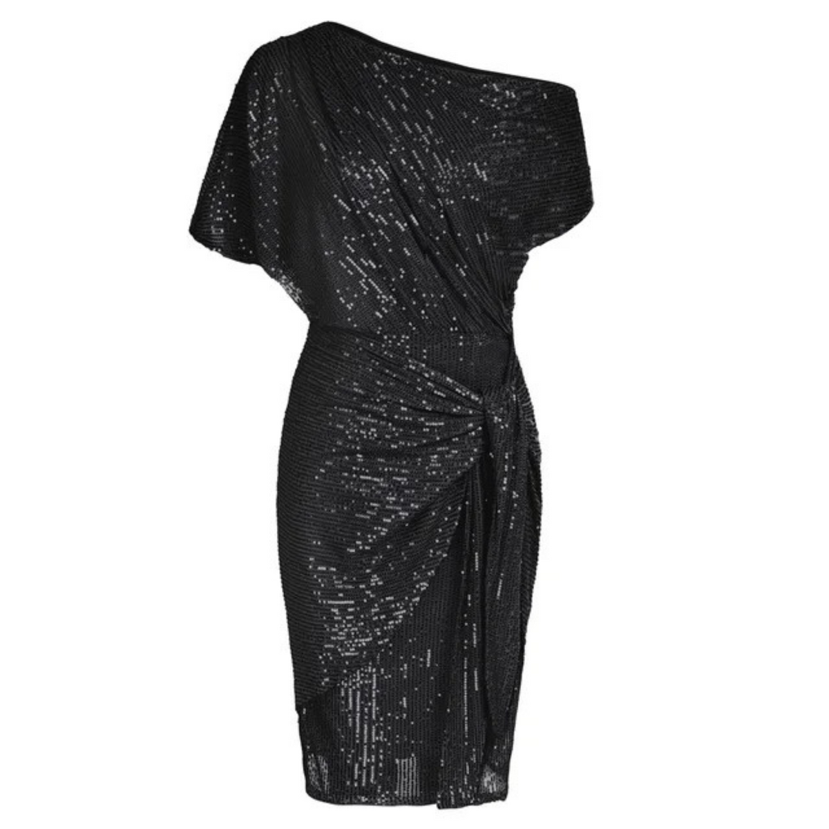 Cocktailjurk voor dames met glitter, één schouder en taille strik, perfect voor feestelijke gelegenheden. - 1