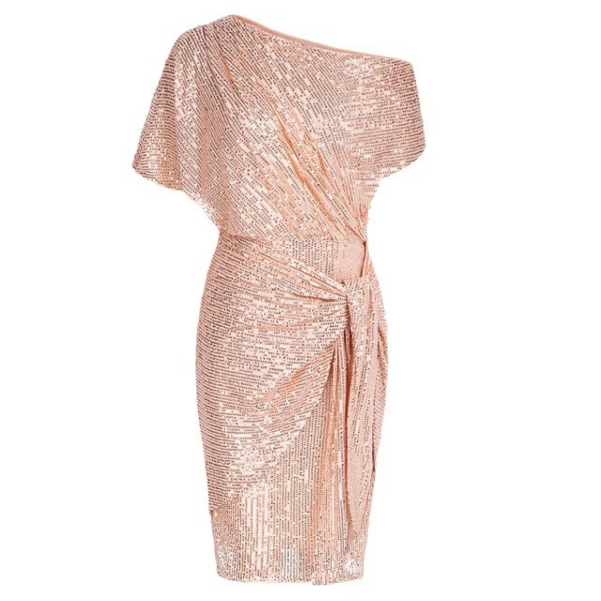 Cocktailjurk voor dames met glitter, één schouder en taille strik, perfect voor feestelijke gelegenheden. - 9