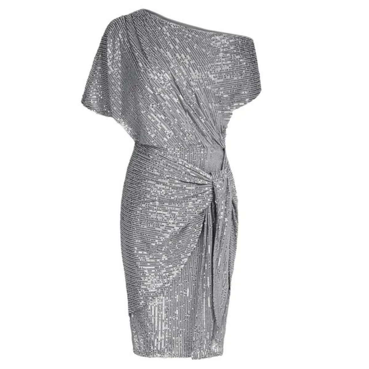 Cocktailjurk voor dames met glitter, één schouder en taille strik, perfect voor feestelijke gelegenheden. - 10