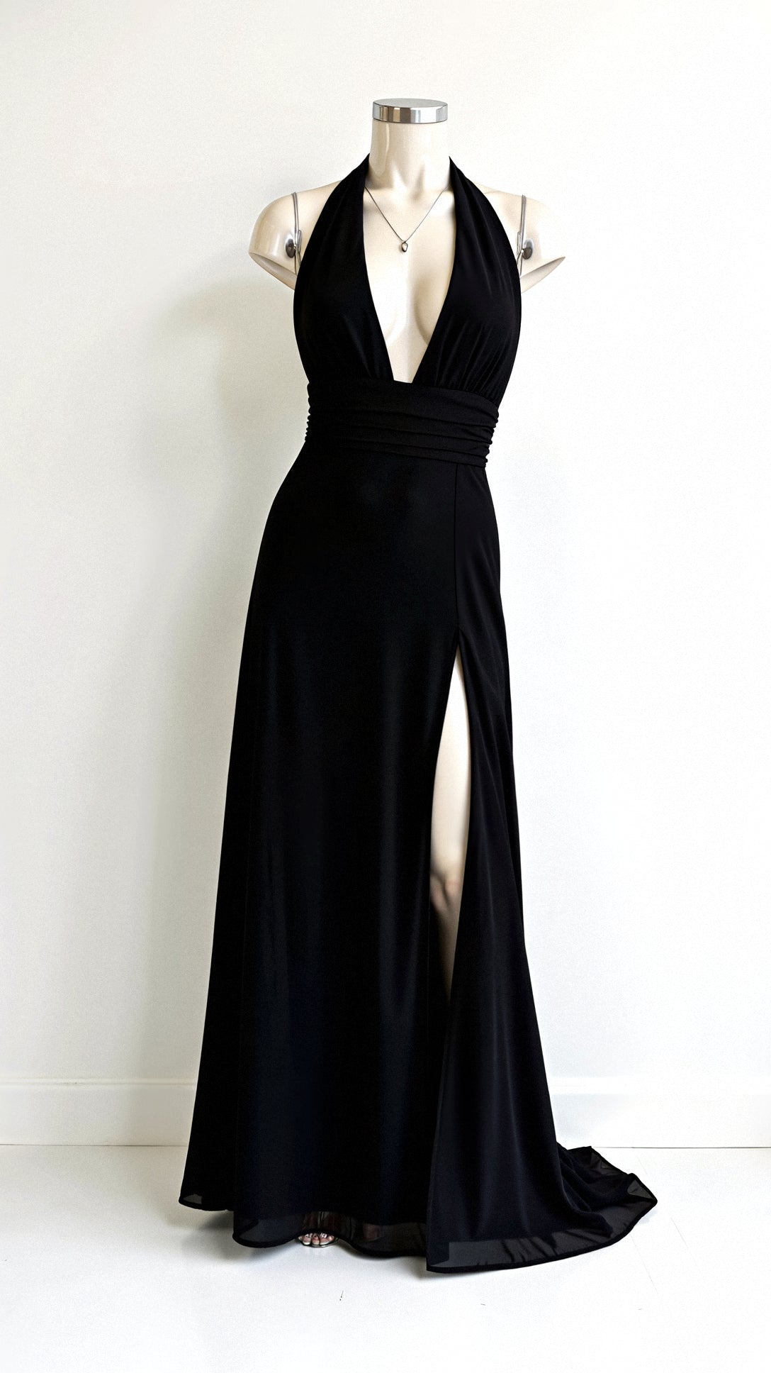 Maxi Jurk met Halterhals – Elegant Avondjurk met Hoge Split