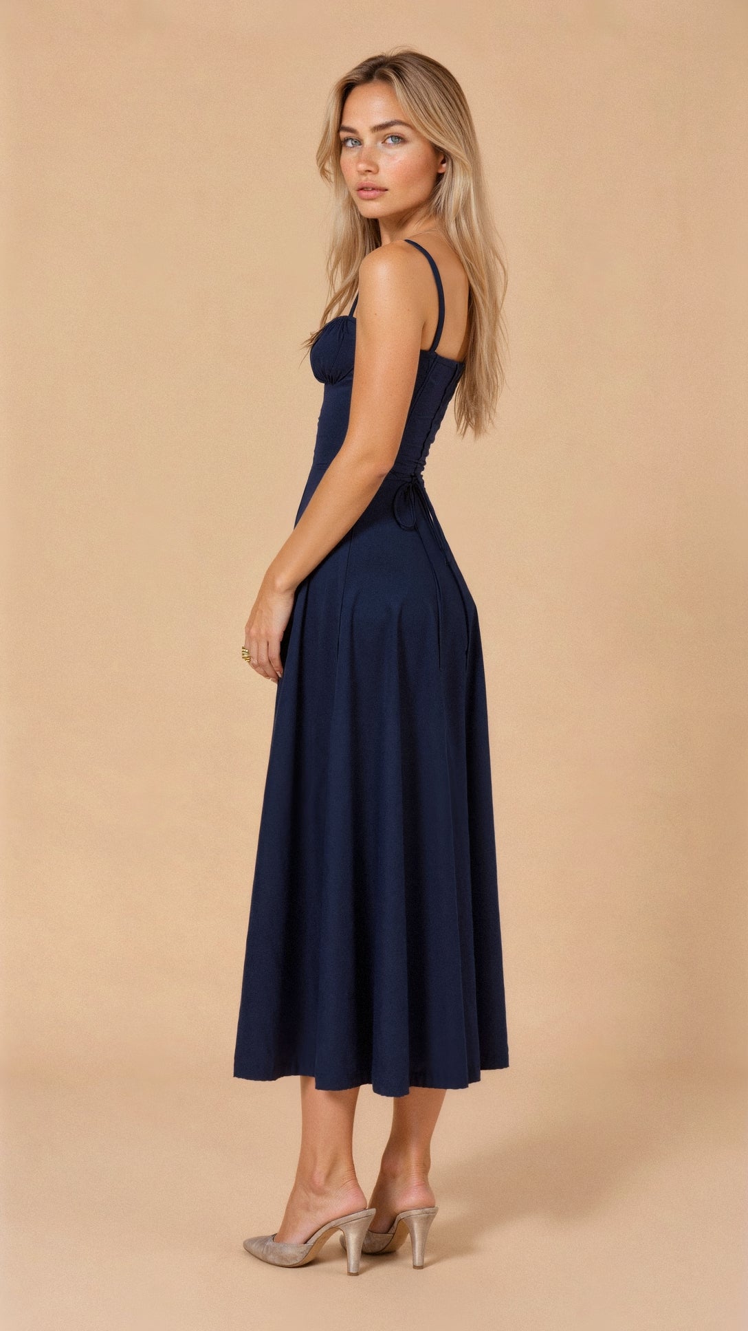 Elara – Midi jurk met korset – elegante pasvorm voor feestelijke looks