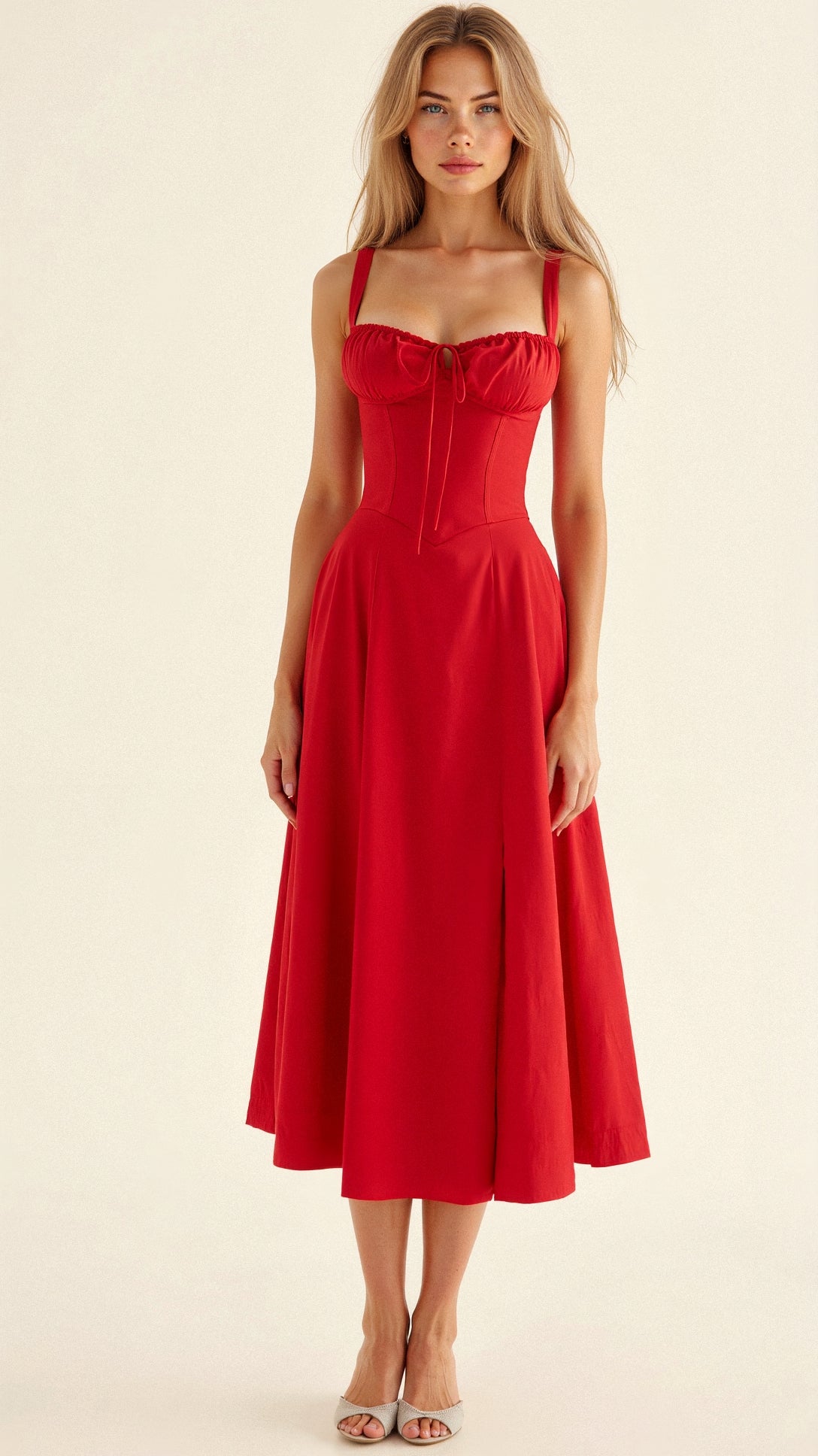 Elara – Midi jurk met korset – elegante pasvorm voor feestelijke looks