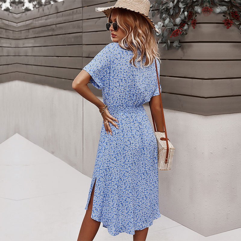 Zomerse Jurk met Taillering en Bloemenprint