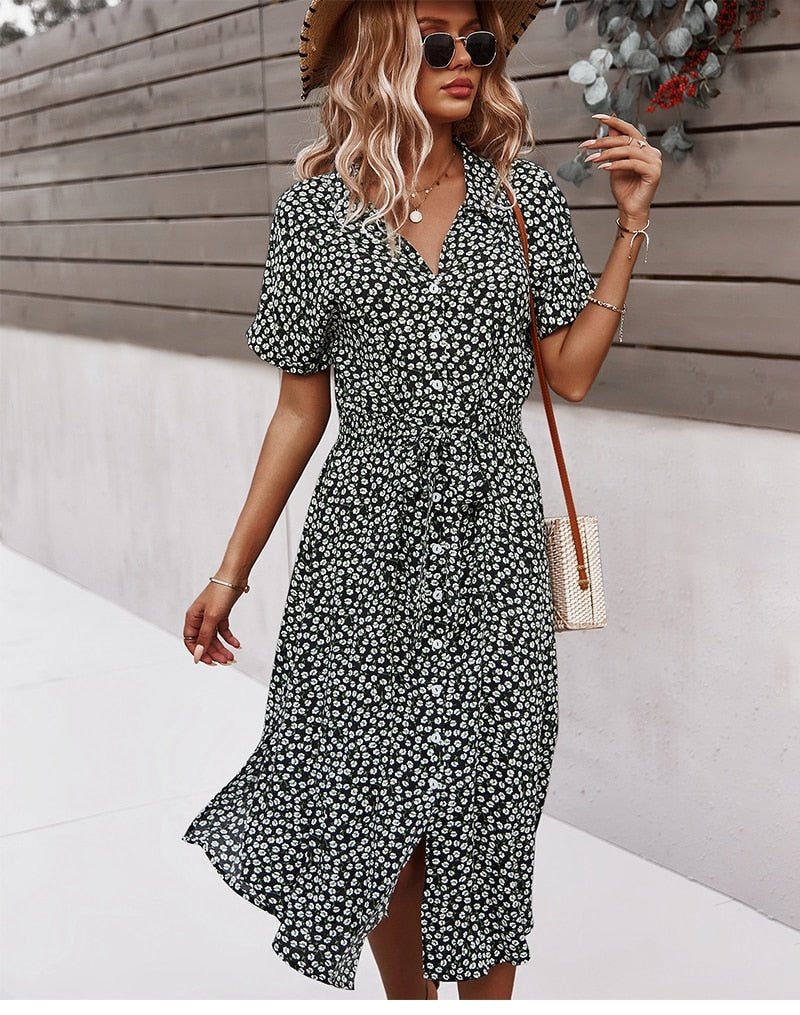 Zomerse Jurk met Taillering en Bloemenprint