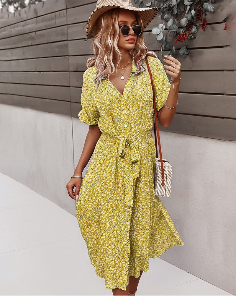 Zomerse Jurk met Taillering en Bloemenprint